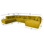 Nurgadiivan FORTE U-kujuline VN 374×242/162xH76cm, pruunikaskollane Diivanid