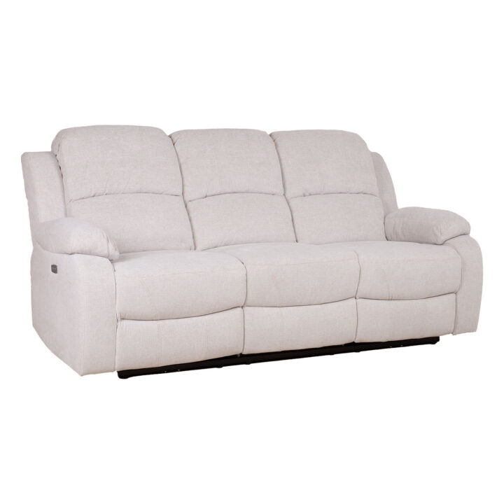 Diivan FELICIA 3-kohaline elektriline recliner 208x96xH100cm, loodusvalge Diivanid