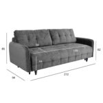Diivanvoodi SARITA 3-kohaline 212x94xH85cm, hall Diivanid Diivanid