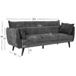 Diivanvoodi NOELLA 3-kohaline 212x82xH88cm, tumehall Diivanid