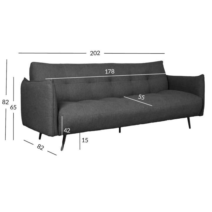 Diivanvoodi LANDER 3-kohaline 202x82xH82cm, tumehall Diivanid