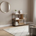 Riiul DIMITRA 100x40xH83,5cm, rustik/must Elutoamööbel