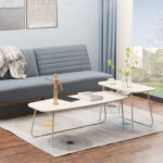 Diivanilaud DUO 2tk 120x48xH40cm, 75x40xH48cm, hele puit/beež Elutoamööbel