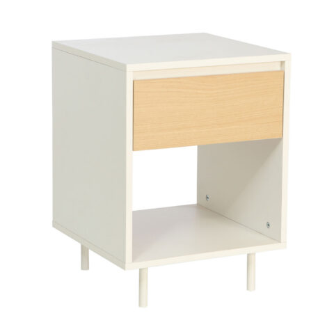 Öökapp / abilaud HERTA 40x40xH54cm, valge/hele puit Magamistuba