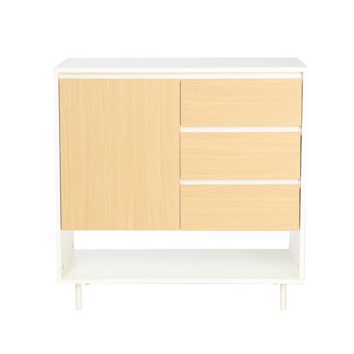 Kummut HERTA 80x40xH80cm, valge/hele puit Elutoamööbel
