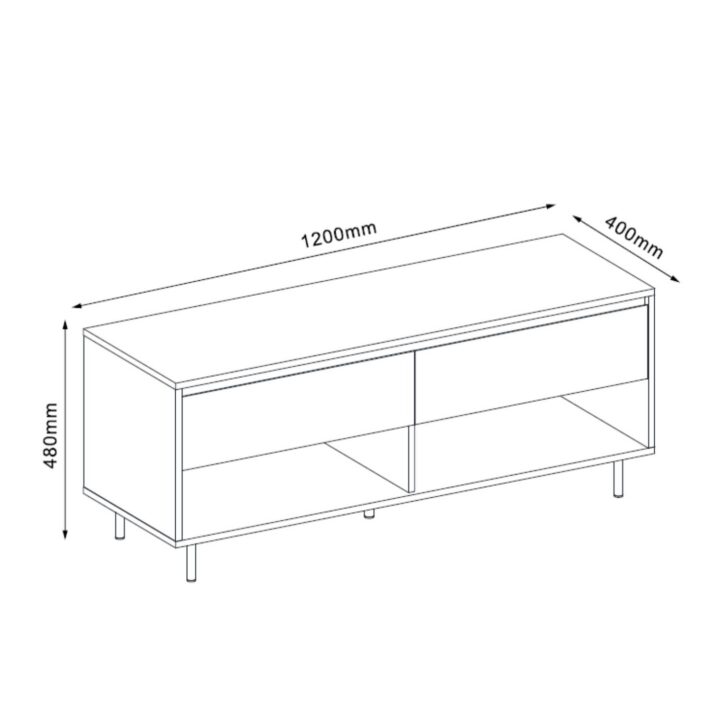TV laud HERTA 120x40xH48cm, valge/hele puit Elutoamööbel