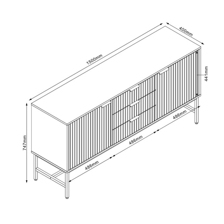 Kummut HELVE 150x40xH75cm Elutoamööbel