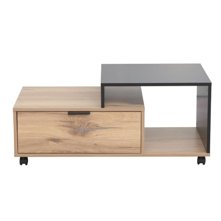 Diivanilaud HANNES 90x50xH40cm, rustik / must melamiin Elutoamööbel