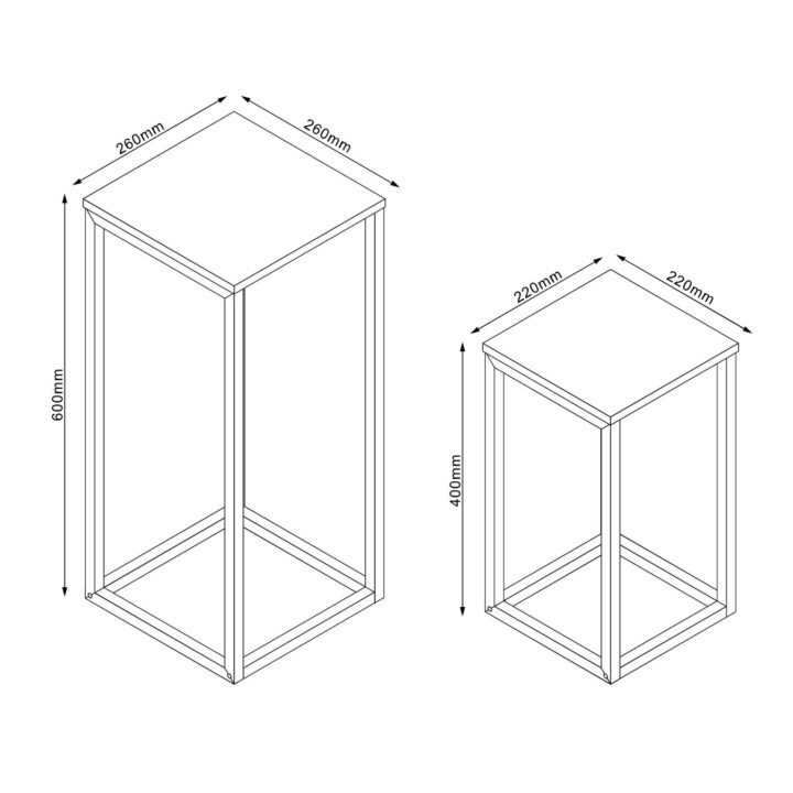 Abilaud HANNES 2tk komplektis 26x26xH60cm, 22x22xH40cm, rustik melamiin Elutoamööbel