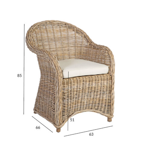 Tugitool KATALINA 64x64xH85cm, naturaalne rotang Elutoamööbel BOHO