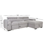 Nurgadiivanvoodi ODELIA PN 252x165xH82/100cm, hall Diivanid