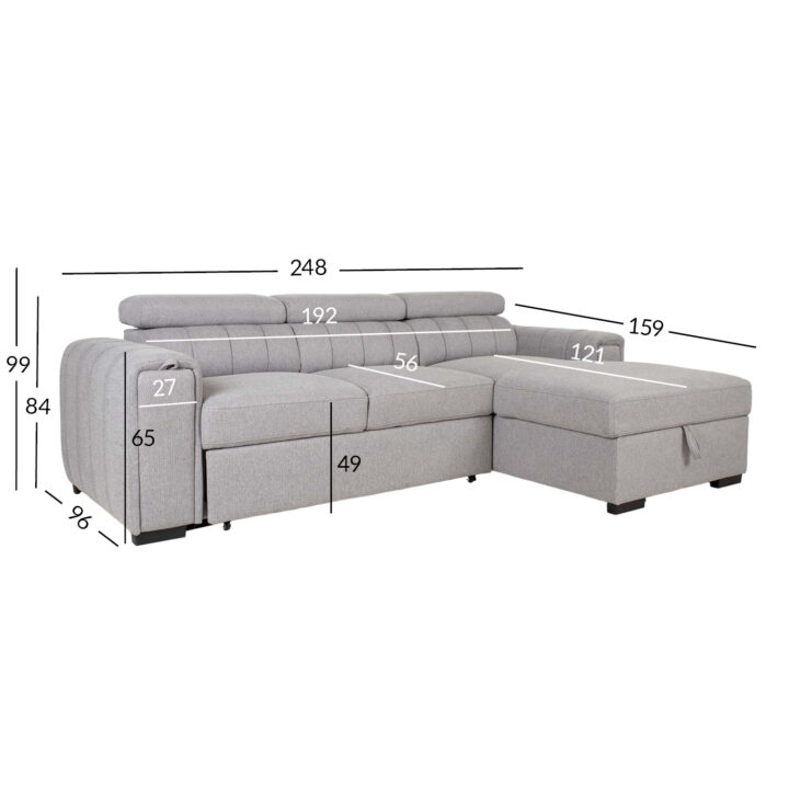 Nurgadiivanvoodi ODELIA PN 252x165xH82/100cm, hall Diivanid