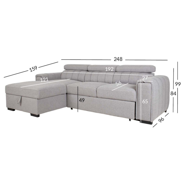 Nurgadiivanvoodi ODELIA VN 252x165xH82/100cm, hall Diivanid