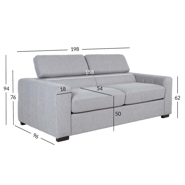 Diivanvoodi KINGSTON 3-kohaline 198x96xH76/94cm, hall Diivanid