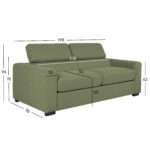 Diivanvoodi KINGSTON 3-kohaline 198x96xH76/94cm, heleroheline Diivanid