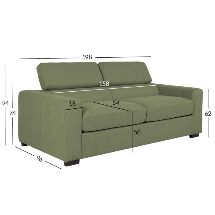 Diivanvoodi KINGSTON 3-kohaline 198x96xH76/94cm, heleroheline Diivanid
