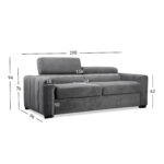 Diivanvoodi KINGSTON 3-kohaline 198x96xH76/94cm, tumehall Diivanid