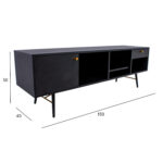 TV-laud LUXEMBOURG 150x40xH50cm, must melamiin Elutoamööbel Elutuppa jõuludeks