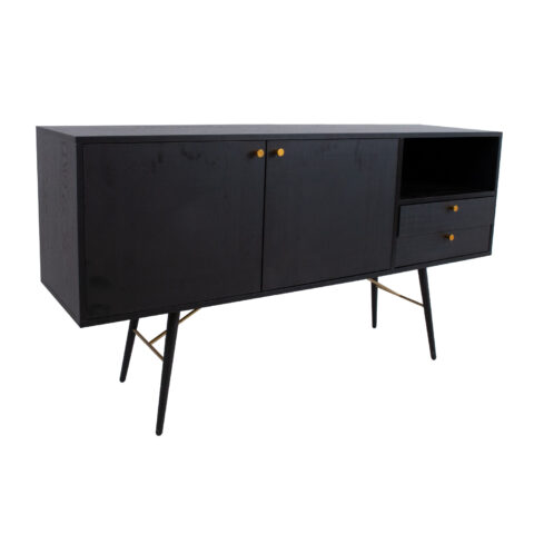 Kummut LUXEMBOURG 150x40xH80cm, must melamiin Elutoamööbel Elutuppa jõuludeks