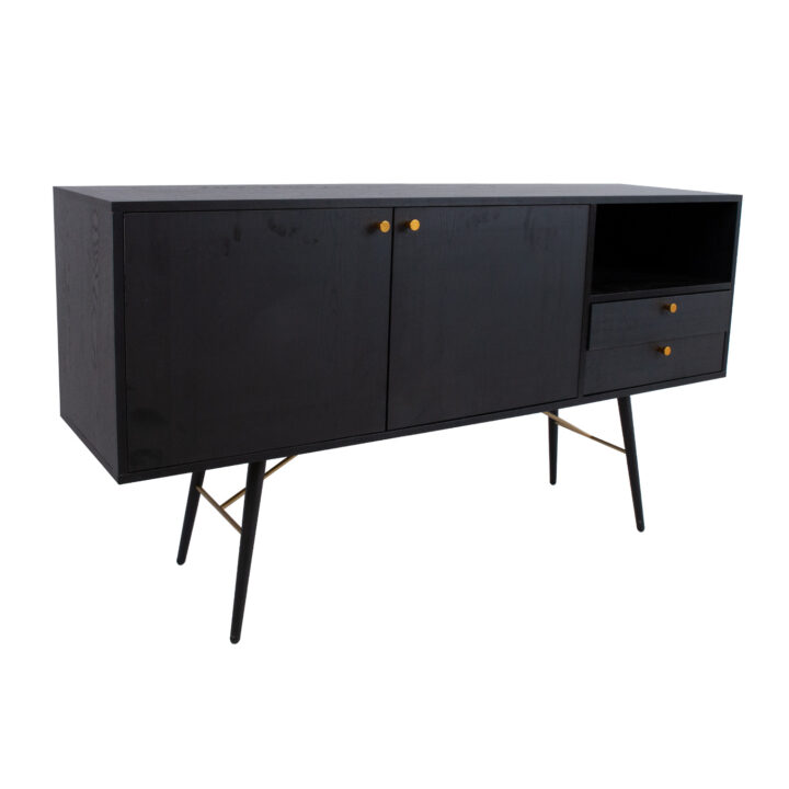 Kummut LUXEMBOURG 150x40xH80cm, must melamiin Elutoamööbel Elutuppa jõuludeks