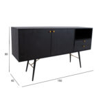 Kummut LUXEMBOURG 150x40xH80cm, must melamiin Elutoamööbel Elutuppa jõuludeks