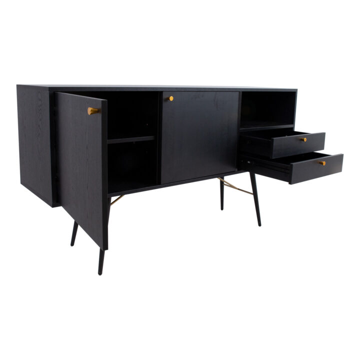 Kummut LUXEMBOURG 150x40xH80cm, must melamiin Elutoamööbel Elutuppa jõuludeks
