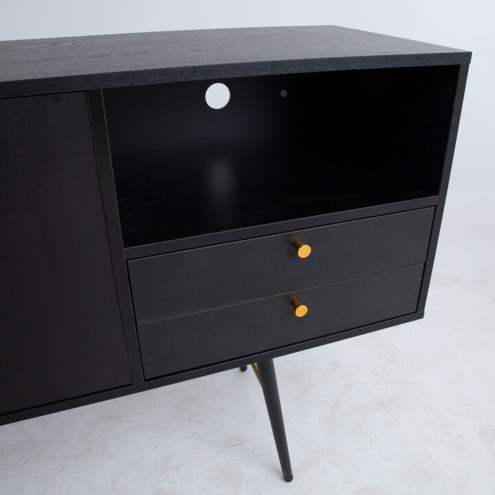 Kummut LUXEMBOURG 150x40xH80cm, must melamiin Elutoamööbel Elutuppa jõuludeks