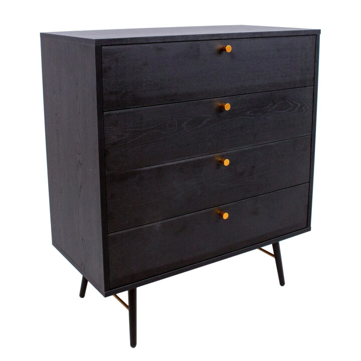 Kummut LUXEMBOURG 80x40xH90cm, must melamiin Elutoamööbel Elutuppa jõuludeks