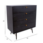 Kummut LUXEMBOURG 80x40xH90cm, must melamiin Elutoamööbel Elutuppa jõuludeks
