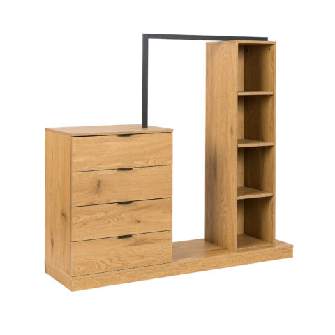 Esikumööbel NOVA 145x40xH137cm, tamm/must Esik ja Garderoob Esikumööbel