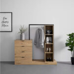 Esikumööbel NOVA 145x40xH137cm, tamm/must Esik ja Garderoob Esikumööbel