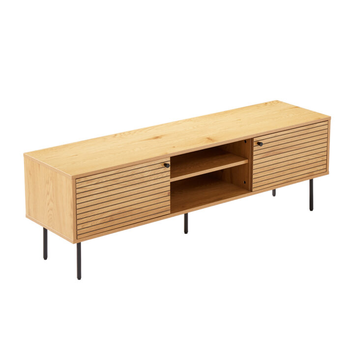 TV laud LINE 150x40xH50cm, tammedekooriga melamiin Elutoamööbel H01-800 TV-alused