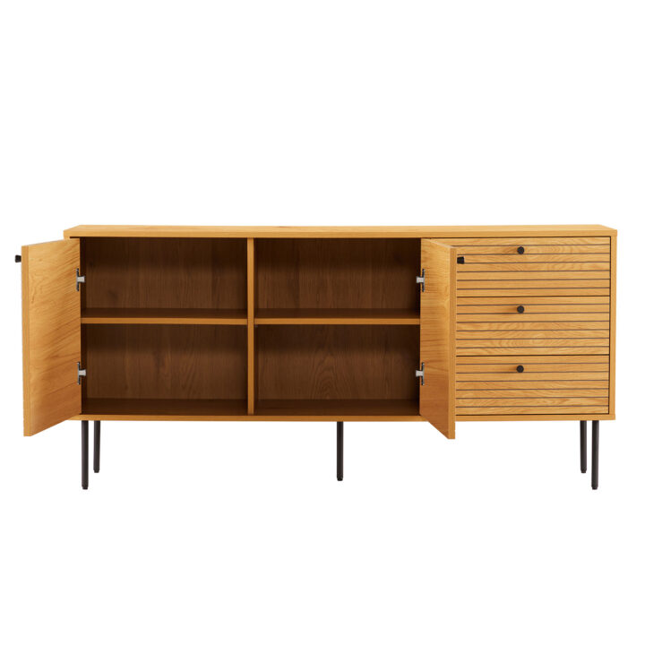 Kummut LINE 150x40xH74cm, tammedekooriga melamiin Elutoamööbel H01-700 Kapid
