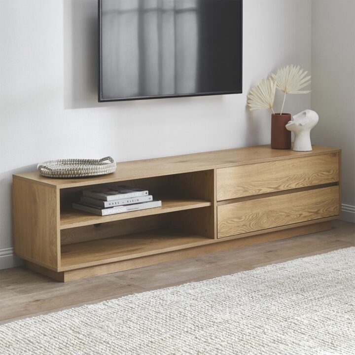 TV laud SACHA 180x40xH43cm, tammedekooriga melamiin Elutoamööbel H01-800 TV-alused