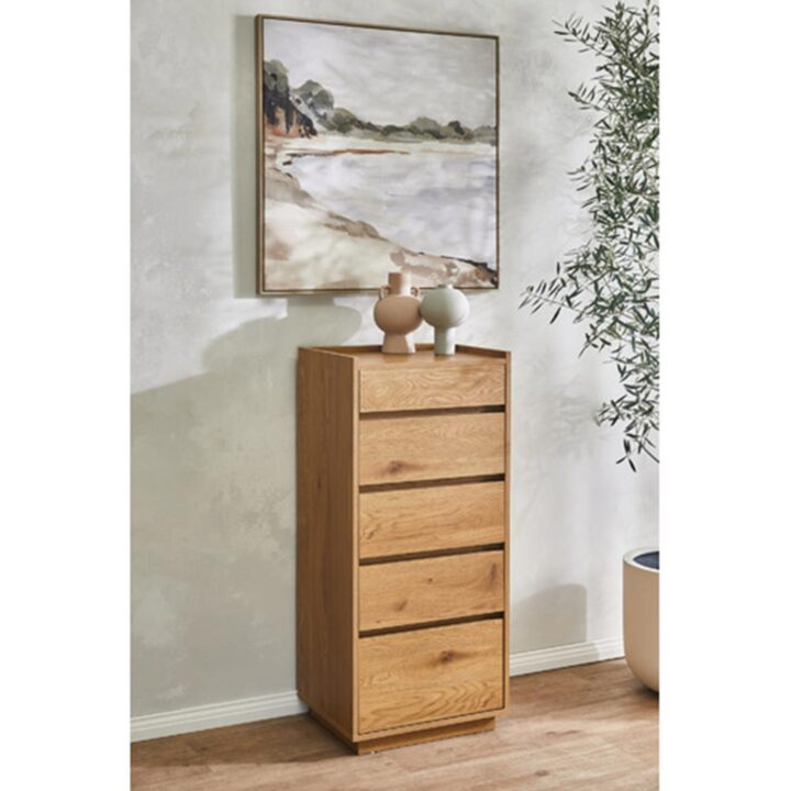 Kummut SACHA 50x40xH109cm, tammedekooriga melamiin Elutoamööbel H01-700 Kapid