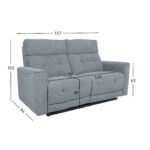 Diivan BOSCO 2-kohaline elektriline recliner 157x94xH102cm, sinakashall Diivanid