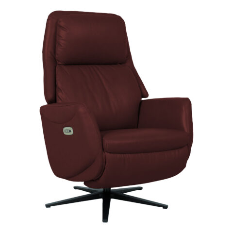 Tugitool DAMIANO elektriline recliner 72x84xH116cm, tumepunane nahk Elutoamööbel