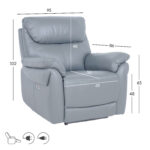 Tugitool BOWEN elektriline recliner 95x86xH102cm, hallikasbeež naturaalne nahk Elutoamööbel