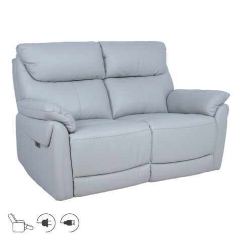Diivan BOWEN 2-kohaline elektriline recliner 150x86xH102cm, hallikasbeež naturaalne nahk Diivanid