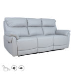 Diivan BOWEN 3-kohaline elektriline recliner 206x86xH102cm, hallikasbeež naturaalne nahk Diivanid