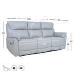 Diivan BOWEN 3-kohaline elektriline recliner 206x86xH102cm, hallikasbeež naturaalne nahk Diivanid