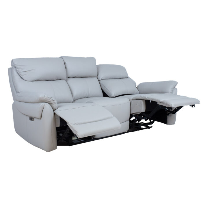 Diivan BOWEN 3-kohaline elektriline recliner 206x86xH102cm, hallikasbeež naturaalne nahk Diivanid