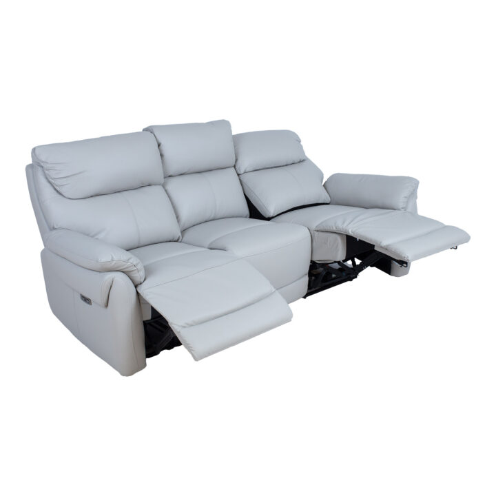 Diivan BOWEN 3-kohaline elektriline recliner 206x86xH102cm, hallikasbeež naturaalne nahk Diivanid