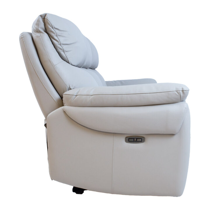Diivan BOWEN 3-kohaline elektriline recliner 206x86xH102cm, hallikasbeež naturaalne nahk Diivanid