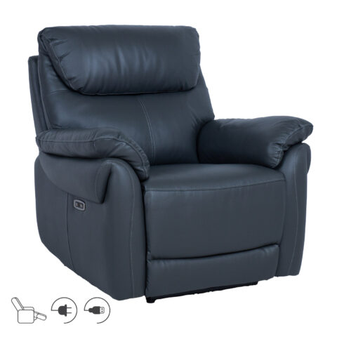Tugitool BOWEN elektriline recliner 95x86xH102cm, tumehall naturaalne nahk Elutoamööbel