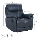 Tugitool BOWEN elektriline recliner 95x86xH102cm, tumehall naturaalne nahk Elutoamööbel