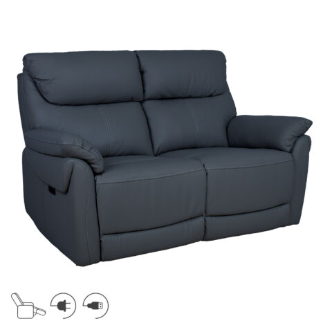 Diivan BOWEN 2-kohaline elektriline recliner 150x86xH102cm, tumehall naturaalne nahk Diivanid