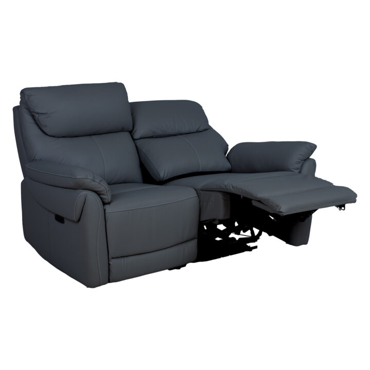 Diivan BOWEN 2-kohaline elektriline recliner 150x86xH102cm, tumehall naturaalne nahk Diivanid