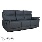 Diivan BOWEN 3-kohaline elektriline recliner 206x86xH102cm, tumehall naturaalne nahk Diivanid