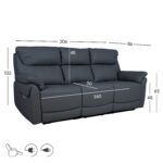 Diivan BOWEN 3-kohaline elektriline recliner 206x86xH102cm, tumehall naturaalne nahk Diivanid